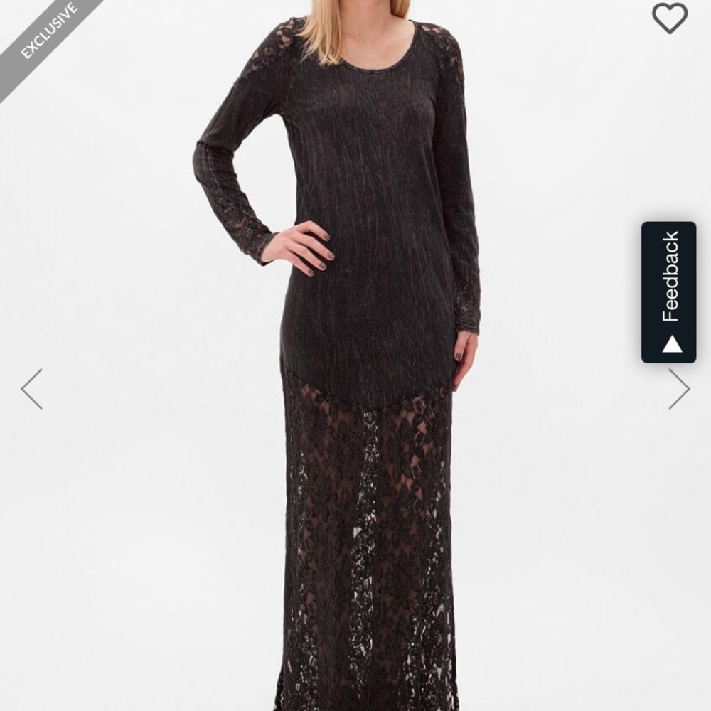 Long Charcoal Lace Dress